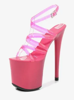 Chaussures De Pole Dance À Talons Hauts Plates-Formes Lacet Transparent