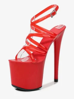 Chaussures De Pole Dance À Talons Hauts Plates-Formes Lacet Transparent