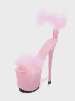 Chaussures De Pole Dance À Talons Hauts Plates-Formes Fausse Fourrure