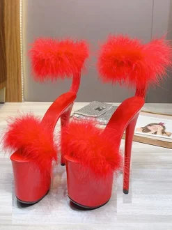 Chaussures De Pole Dance À Talons Hauts Plates-Formes Fausse Fourrure