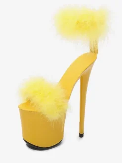 Chaussures De Pole Dance À Talons Hauts Plates-Formes Fausse Fourrure