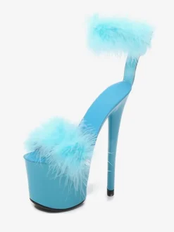 Chaussures De Pole Dance À Talons Hauts Plates-Formes Fausse Fourrure