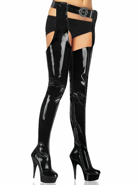 Chaussures de pole dance sexy pour femmes cuissardes à talons hauts et plateforme noires (sans ceinture)