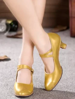 Chaussures de salon femme noir boucle réglable