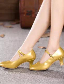 Chaussures de salon femme noir boucle réglable