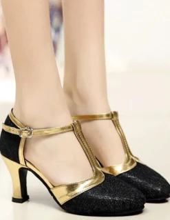Chaussures de salon femme or boucle réglable