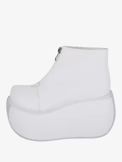 Chaussures gothiques Lolita avec détails en métal blanc chaussures Lolita à talons compensés en cuir PU métallisé
