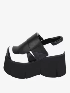 Chaussures gothiques Lolita noires chaussures Lolita en cuir PU à bout rond et bicolore