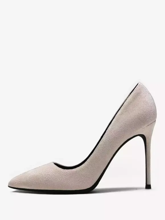 Chaussures habillées à talons aiguilles et bout pointu en daim à talons hauts rouges