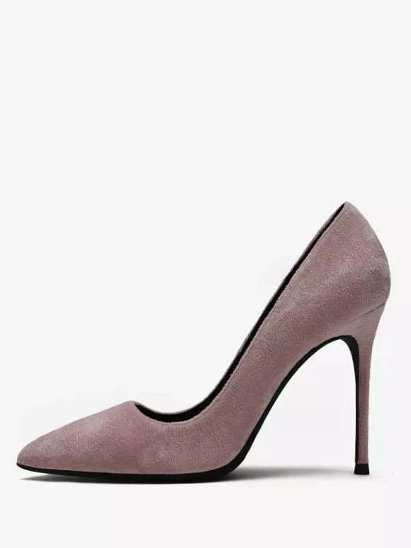 Chaussures habillées à talons aiguilles et bout pointu en daim à talons hauts rouges