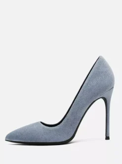 Chaussures habillées à talons aiguilles et bout pointu en daim à talons hauts rouges