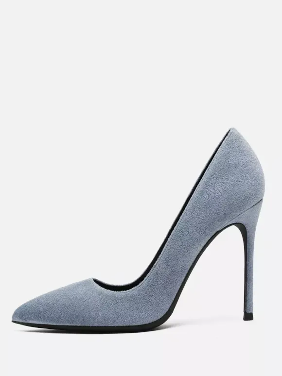 Chaussures habillées à talons aiguilles et bout pointu en daim à talons hauts rouges