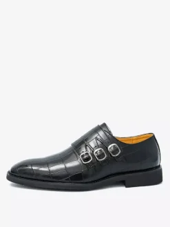 Chaussures habillées blanches pour hommes bout rond détail boucle style décontracté