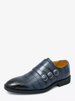 Chaussures habillées blanches pour hommes bout rond détail boucle style décontracté