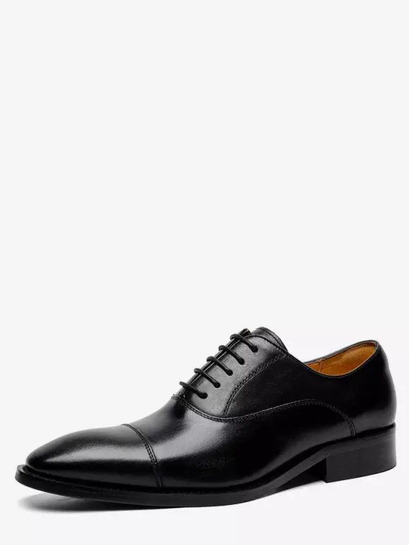 Chaussures habillées en cuir pour hommes chaussures derbies formelles à bout pointu idéales pour le bureau et le bal de promo