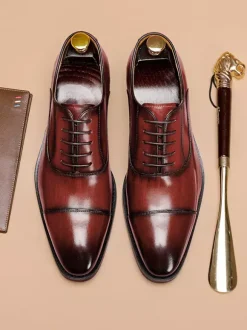 Chaussures habillées en cuir pour hommes chaussures derbies formelles à bout pointu idéales pour le bureau et le bal de promo