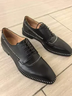 Chaussures habillées pour hommes bout carré noir strass lacets chaussures de mariage et de bal.