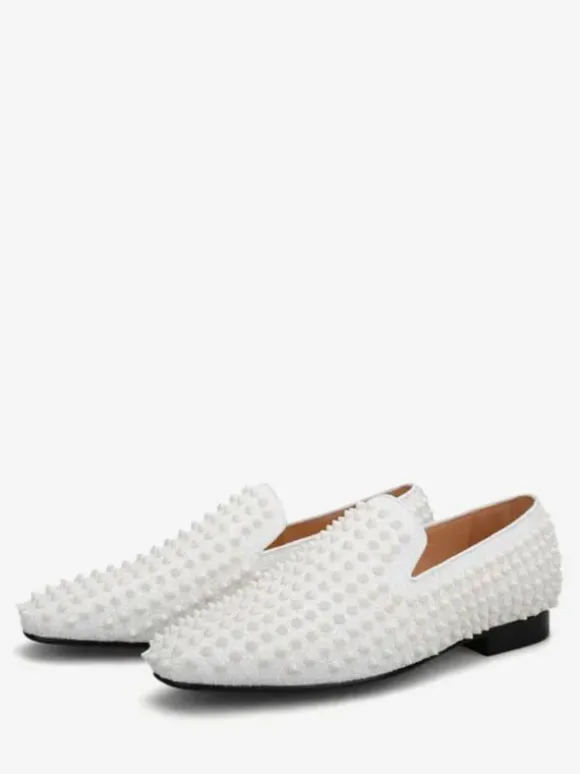 Chaussures habillées pour hommes Bout rond moderne Rivets Slip-On Micro Suede Upper