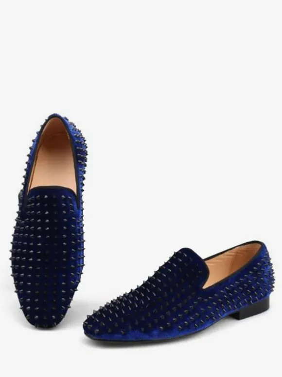 Chaussures habillées pour hommes Bout rond moderne Rivets Slip-On Micro Suede Upper