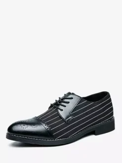 Chaussures habillées pour homme élégantes à bout rond en cuir PU