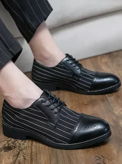 Chaussures habillées pour homme élégantes à bout rond en cuir PU