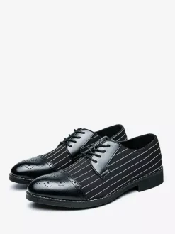 Chaussures habillées pour homme élégantes à bout rond en cuir PU