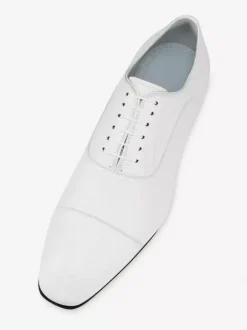 Chaussures habillées pour hommes Oxford blanches à bout carré et à lacets ouverts pour mariage et bal