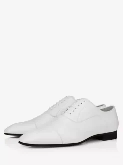 Chaussures habillées pour hommes Oxford blanches à bout carré et à lacets ouverts pour mariage et bal