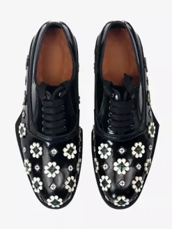Chaussures habillées pour homme élégantes à bout rond en cuir de vachette à fleurs
