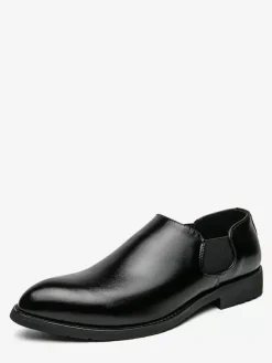 Chaussures habillées pour hommes à enfiler bout pointu en cuir synthétique semelle en caoutchouc antidérapante style Chelsea chaussures décontractées à talon bas