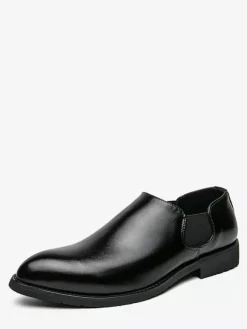 Chaussures habillées pour hommes à enfiler bout pointu en cuir synthétique semelle en caoutchouc antidérapante style Chelsea chaussures décontractées à talon bas