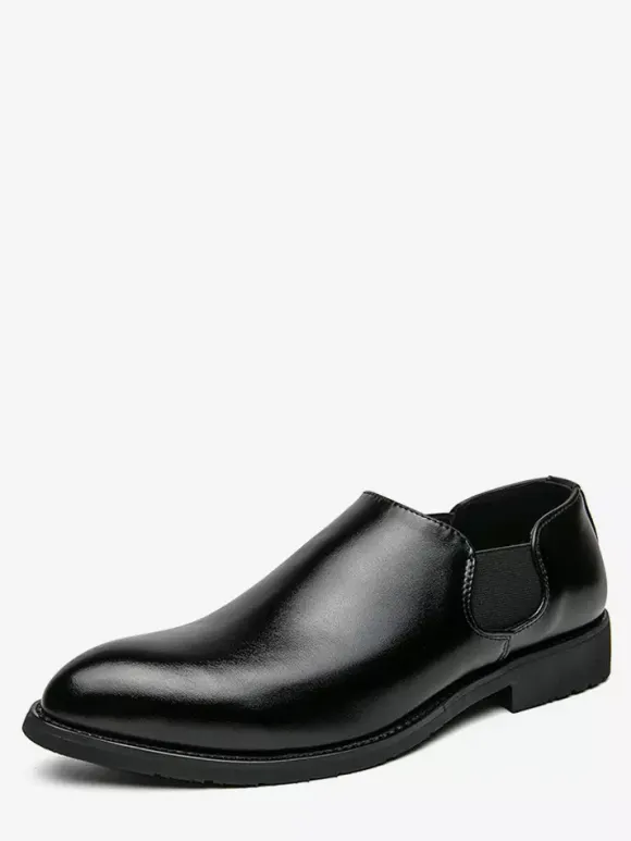 Chaussures habillées pour hommes à enfiler bout pointu en cuir synthétique semelle en caoutchouc antidérapante style Chelsea chaussures décontractées à talon bas