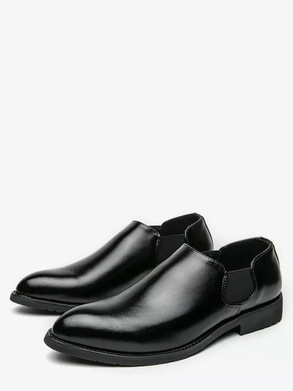 Chaussures habillées pour hommes à enfiler bout pointu en cuir synthétique semelle en caoutchouc antidérapante style Chelsea chaussures décontractées à talon bas