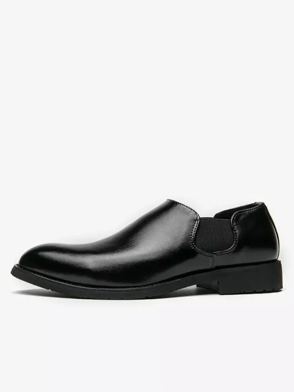Chaussures habillées pour hommes à enfiler bout pointu en cuir synthétique semelle en caoutchouc antidérapante style Chelsea chaussures décontractées à talon bas