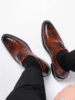 Chaussures habillées pour hommes chaussures Oxford classiques à lacets et bout golf