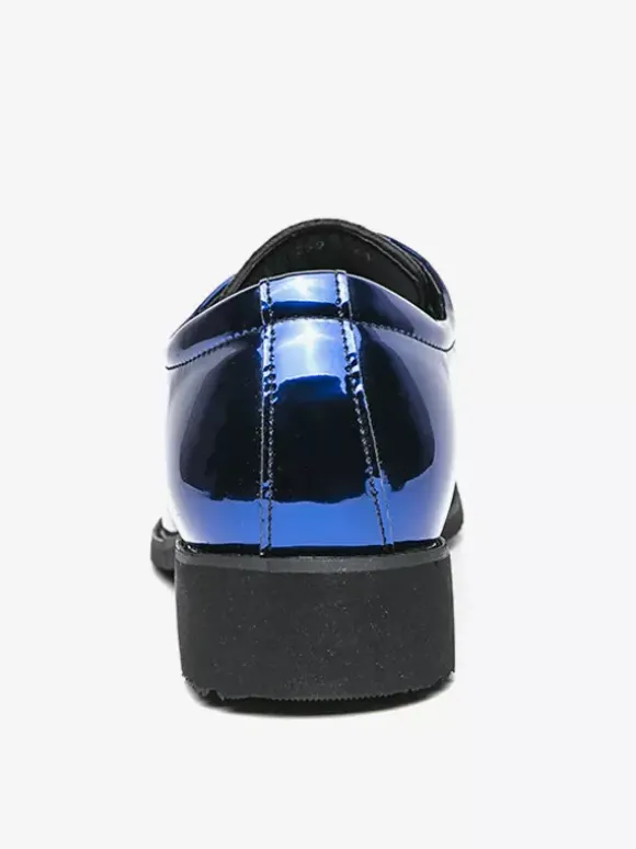 Chaussures habillées pour hommes bleues à bout pointu et à lacets