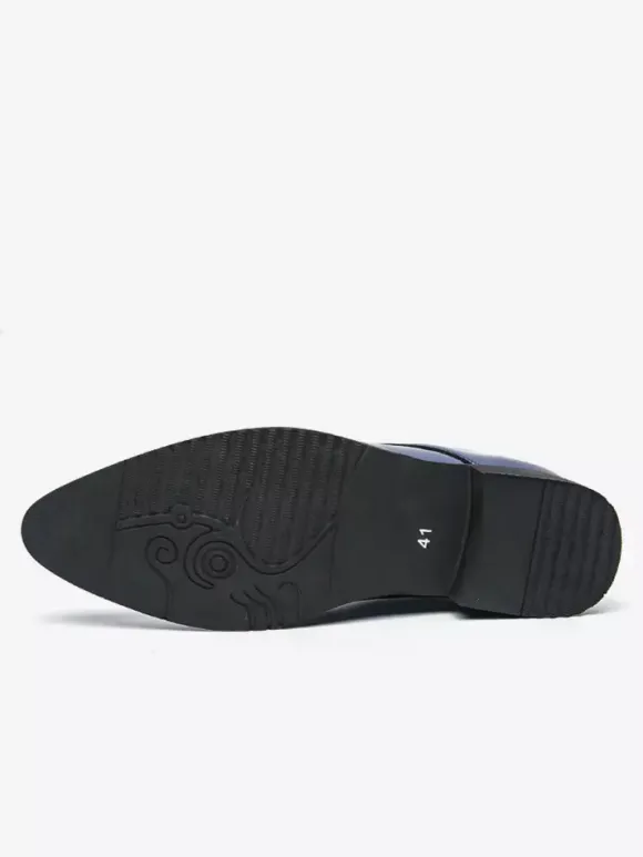Chaussures habillées pour hommes bleues à bout pointu et à lacets