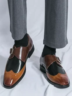 Chaussures habillées pour hommes à boucle et bout rond