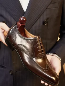 Chaussures habillées pour homme chaussures de mariage formelles en cuir à bout carré de qualité