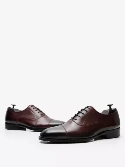 Chaussures habillées pour hommes chaussures Oxford à lacets et bout rapporté en cuir véritable
