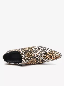 Chaussures habillées pour hommes à bout pointu et talon compensé léopard