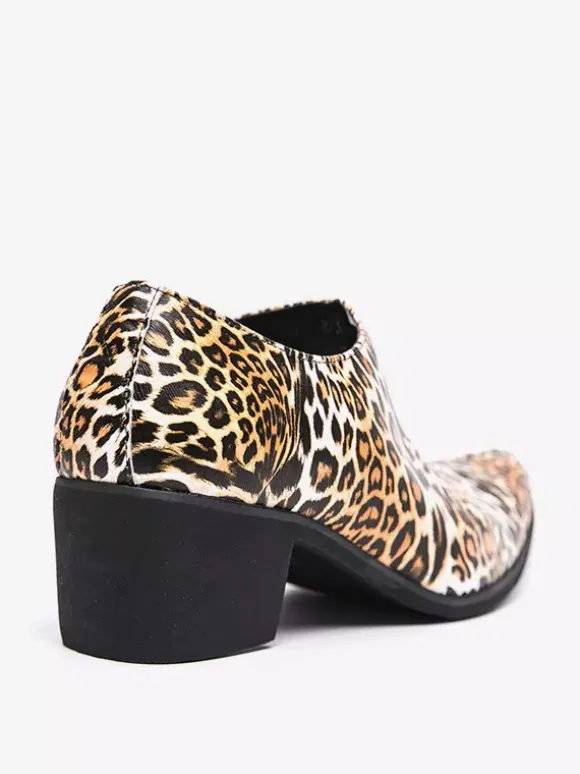 Chaussures habillées pour hommes à bout pointu et talon compensé léopard