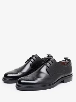 Chaussures habillées pour hommes à bout carré en cuir de vachette Brogue Chaussures de mariage formelles