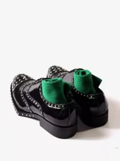 Chaussures habillées pour homme élégantes à bout rond en cuir de vache