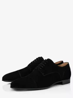 Chaussures habillées pour hommes en daim et cuir bout rond talons bas derbies décontractées