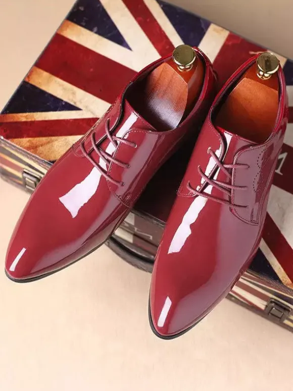 Chaussures habillées pour hommes chaussures derby à lacets et bout pointu en cuir synthétique chaussures basses et formelles résistantes à talons carrés