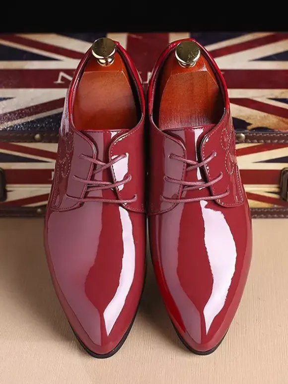 Chaussures habillées pour hommes chaussures derby à lacets et bout pointu en cuir synthétique chaussures basses et formelles résistantes à talons carrés
