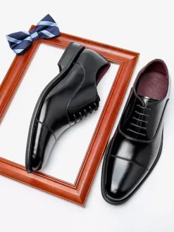 Chaussures habillées pour hommes bout rond en cuir PU Oxford chaussures de mariage de fête de bal
