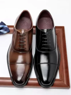 Chaussures habillées pour hommes bout rond en cuir PU Oxford chaussures de mariage de fête de bal