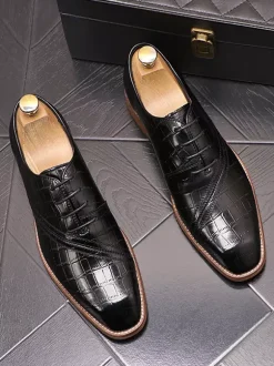 Chaussures habillées pour homme en cuir PU à bout rond de qualité